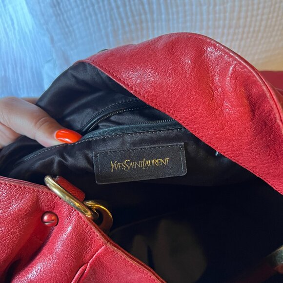 YSL Yves Saint Laurent Roady Hobo Bag Red Used Condition - Picture 6 of 6
